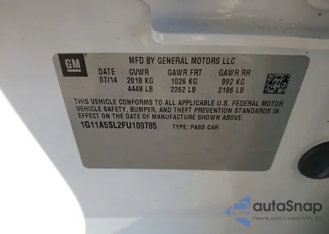 2015 Chevrolet Malibu 1Fl from USA, damaged, VIN 1G11A5SL2FU109785